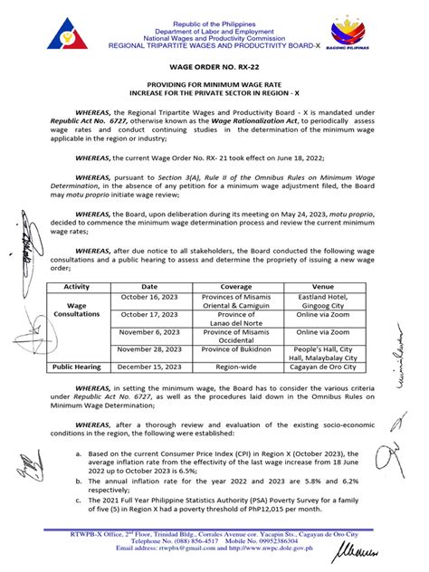 wage order rbxi-22|nwpc.dole.gov.ph.